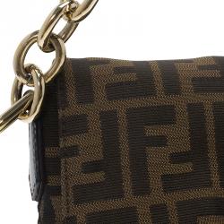 Pre Owned حقيبة فندي ميا قلاب كانفاس زوكا توباكو بني