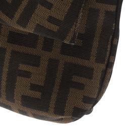 Pre Owned حقيبة فندي ميا قلاب كانفاس زوكا توباكو بني