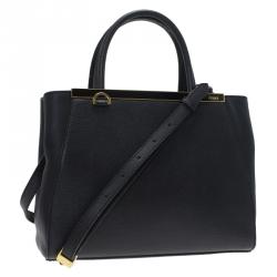 Pre Owned Fendi Black Saffiano Leather Small 2jours Tote
