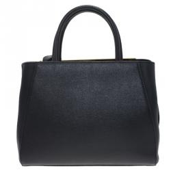 Pre Owned Fendi Black Saffiano Leather Small 2jours Tote