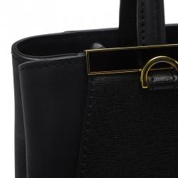 Pre Owned Fendi Black Saffiano Leather Small 2jours Tote