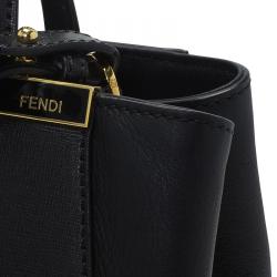 Pre Owned Fendi Black Saffiano Leather Small 2jours Tote
