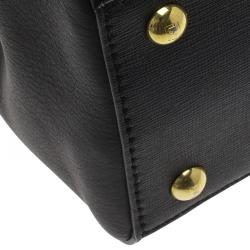 Pre Owned Fendi Black Saffiano Leather Small 2jours Tote