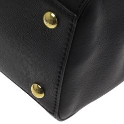 Pre Owned Fendi Black Saffiano Leather Small 2jours Tote
