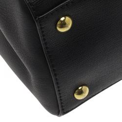 Pre Owned Fendi Black Saffiano Leather Small 2jours Tote