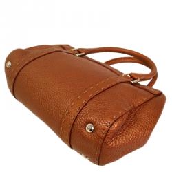 مملوكة مسبقًا Fendi Metallic Brown Selleria Leather Mini Linda Satchel