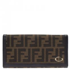 Pre Owned Fendi Brown Zucca Canvas Continental Wallet