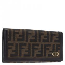 Pre Owned Fendi Brown Zucca Canvas Continental Wallet