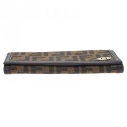 Pre Owned Fendi Brown Zucca Canvas Continental Wallet