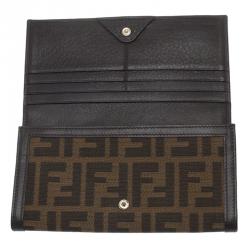Pre Owned Fendi Brown Zucca Canvas Continental Wallet