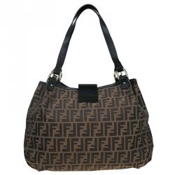 Pre Owned Fendi Tobacco Zucca Canvas Chiusura Tote