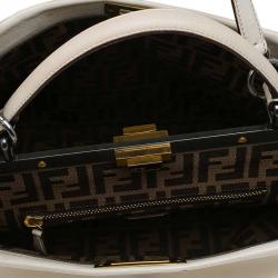 Pre Owned Fendi Beige LeatherLarge Peekaboo Top Handle Bag