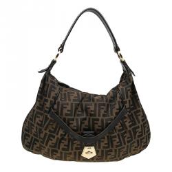 Pre Owned Fendi Tobacco Zucca Canvas Chef Hobo