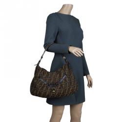 Pre Owned Fendi Tobacco Zucca Canvas Chef Hobo