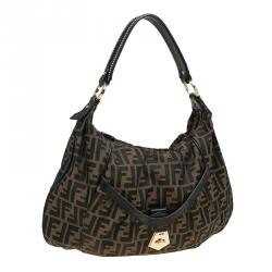 Pre Owned Fendi Tobacco Zucca Canvas Chef Hobo