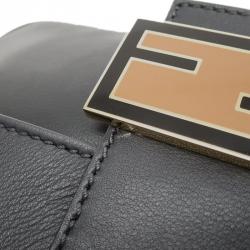 Fendi Black Leather Baguette Shoulder Bag