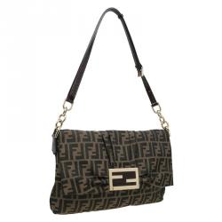 Pre Owned Fendi Tobacco Zucca Canvas Mia Zucca Flap Bag