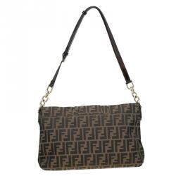 Pre Owned Fendi Tobacco Zucca Canvas Mia Zucca Flap Bag