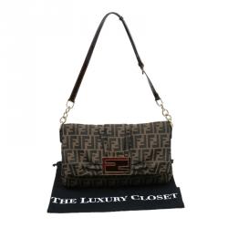 Pre Owned Fendi Tobacco Zucca Canvas Mia Zucca Flap Bag