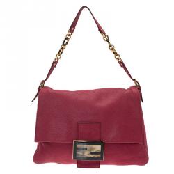 Pre Owned Fendi Red Soft Leather Mama Forever Shoulder Bag