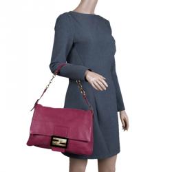 Pre Owned Fendi Red Soft Leather Mama Forever Shoulder Bag