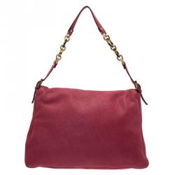 Pre Owned Fendi Red Soft Leather Mama Forever Shoulder Bag