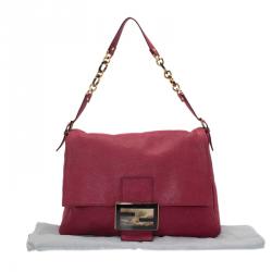 Pre Owned Fendi Red Soft Leather Mama Forever Shoulder Bag