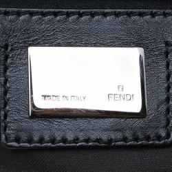 Pre Owned Fendi Black Zucchino Canvas Baguette Shoulder Bag