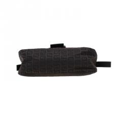 Pre Owned Fendi Dark Brown Zucchino Canvas Shoulder Bag