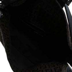 Pre Owned Fendi Dark Brown Zucchino Canvas Shoulder Bag