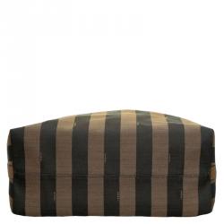 Pre Owned Fendi Tobacco Pequin Striped Canvas Hobo