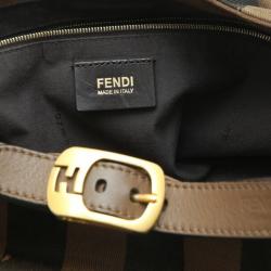 Pre Owned Fendi Tobacco Pequin Striped Canvas Hobo