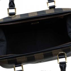 Pre Owned Fendi Tobacco Pequin Striped Coated Canvas Boston Bag
