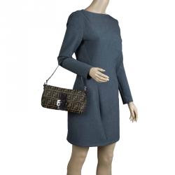 Fendi Tobacco  Zucca Canvas Baguette Shoulder Bag