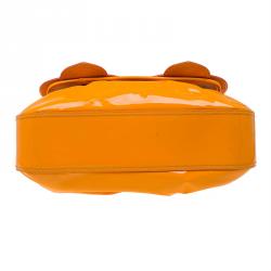 Pre Owned Fendi Orange Patent Leather B Bag