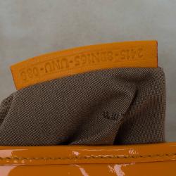Pre Owned Fendi Orange Patent Leather B Bag