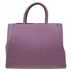 Pre Owned Fendi Lilac Saffiano Leather 2Jours Tote