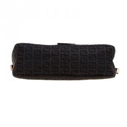 Pre Owned Fendi Choco Brown Zucchino Canvas Shoulder Bag