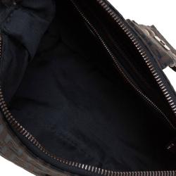 Pre Owned Fendi Choco Brown Zucchino Canvas Shoulder Bag