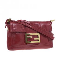 Fendi Red Patent Leather Mini Baguette Bag