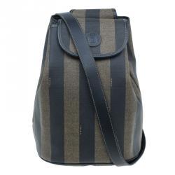 Pre Owned Fendi Vintage Coated Canvas Pequin Cross Over Backpack