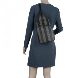 Pre Owned Fendi Vintage Coated Canvas Pequin Cross Over Backpack