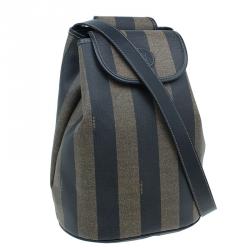 Pre Owned Fendi Vintage Coated Canvas Pequin Cross Over Backpack