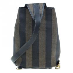 Pre Owned Fendi Vintage Coated Canvas Pequin Cross Over Backpack