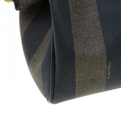 Pre Owned Fendi Tobacco Pequin Striped Coated Canvas Boston Bag