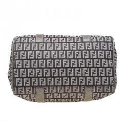 Pre Owned Fendi Grey Zucchino Canvas Small Forever Bauletto Boston Bag