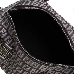 Pre Owned Fendi Grey Zucchino Canvas Small Forever Bauletto Boston Bag