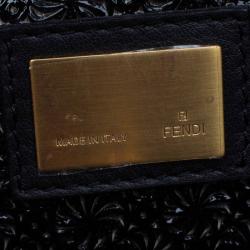 Pre Owned Fendi Black Patent Leather Peekaboo Tote Bag