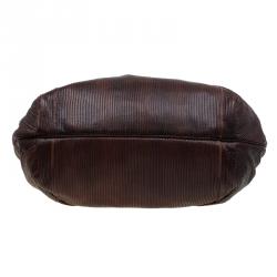 Pre Owned Fendi Brown Striped Leather Spy Bag