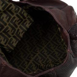 Pre Owned Fendi Brown Striped Leather Spy Bag